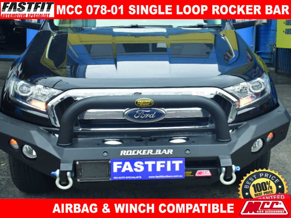 MCC 078-01 Single Loop Rocker BullBar-Black to suit Ford Ranger PK 2009 ...