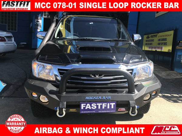 MCC 078-01 Single Loop Rocker Bullbar - Black to suit Toyota Hilux 2016 ...