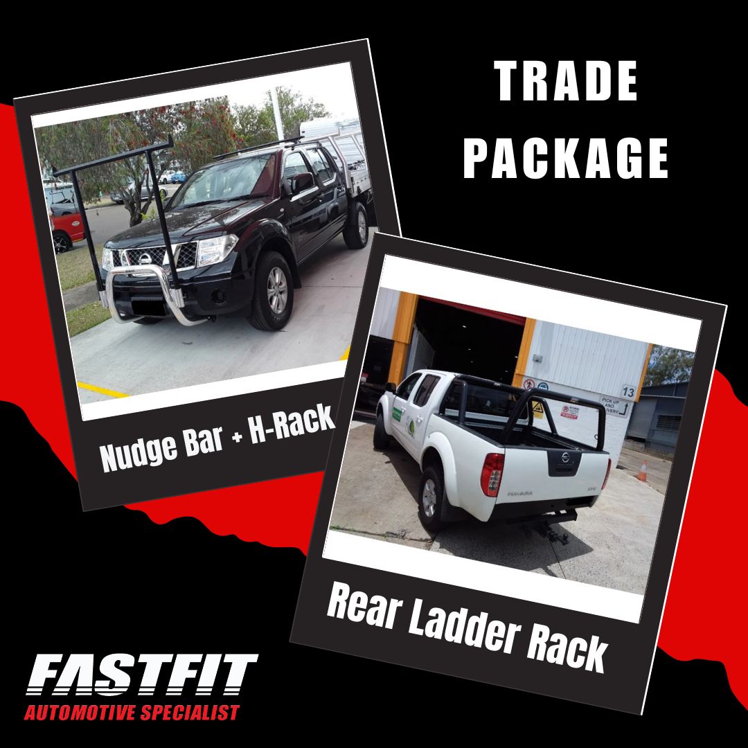TRADE PACKAGE (BLACK REAR LADDER RACK) TO SUIT NISSAN NAVARA-D40 2005-2015