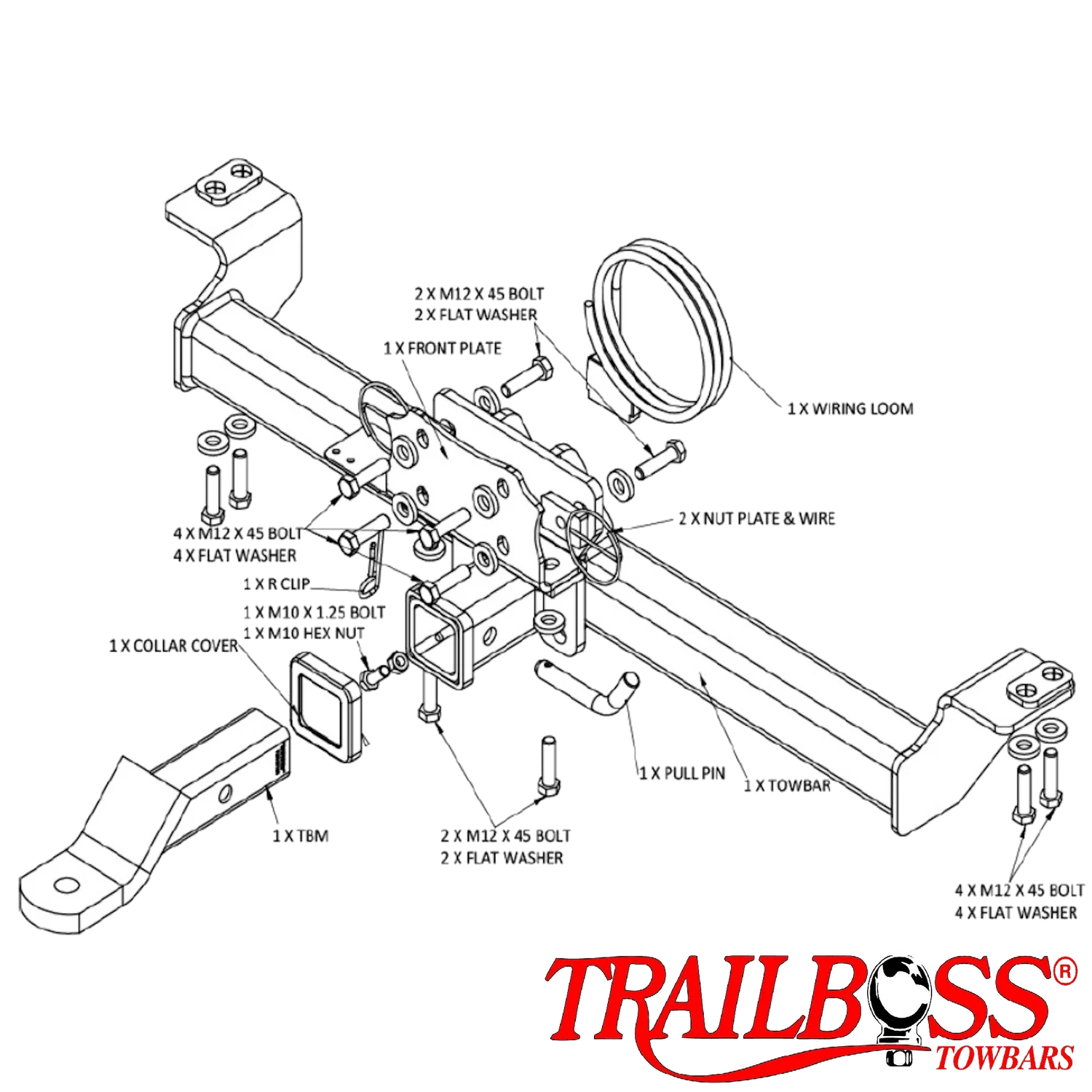 TRAILBOSS TOWBAR TO SUIT ON TOYOTA PRADO 120 SERIES 3/2003-10/2009