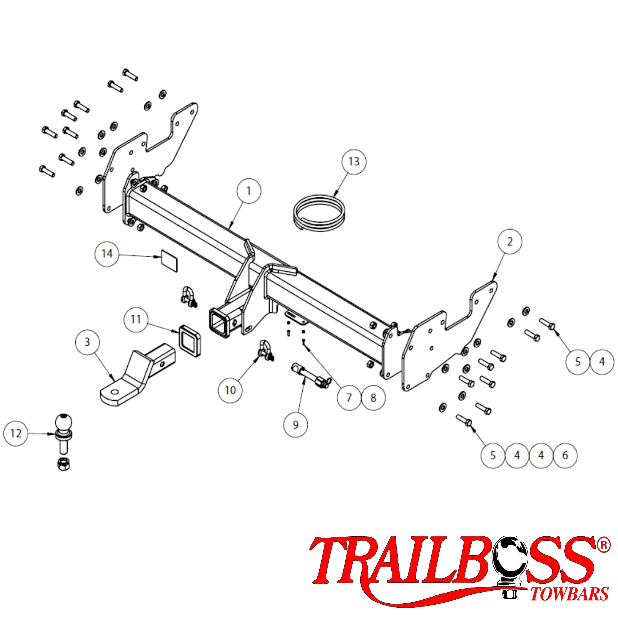 TrailBoss Heavy Duty Towbar To Suit Toyota Hilux 2WD & 4WD Cab Chassis UTE (No Step) 09/2015 - 08/2025