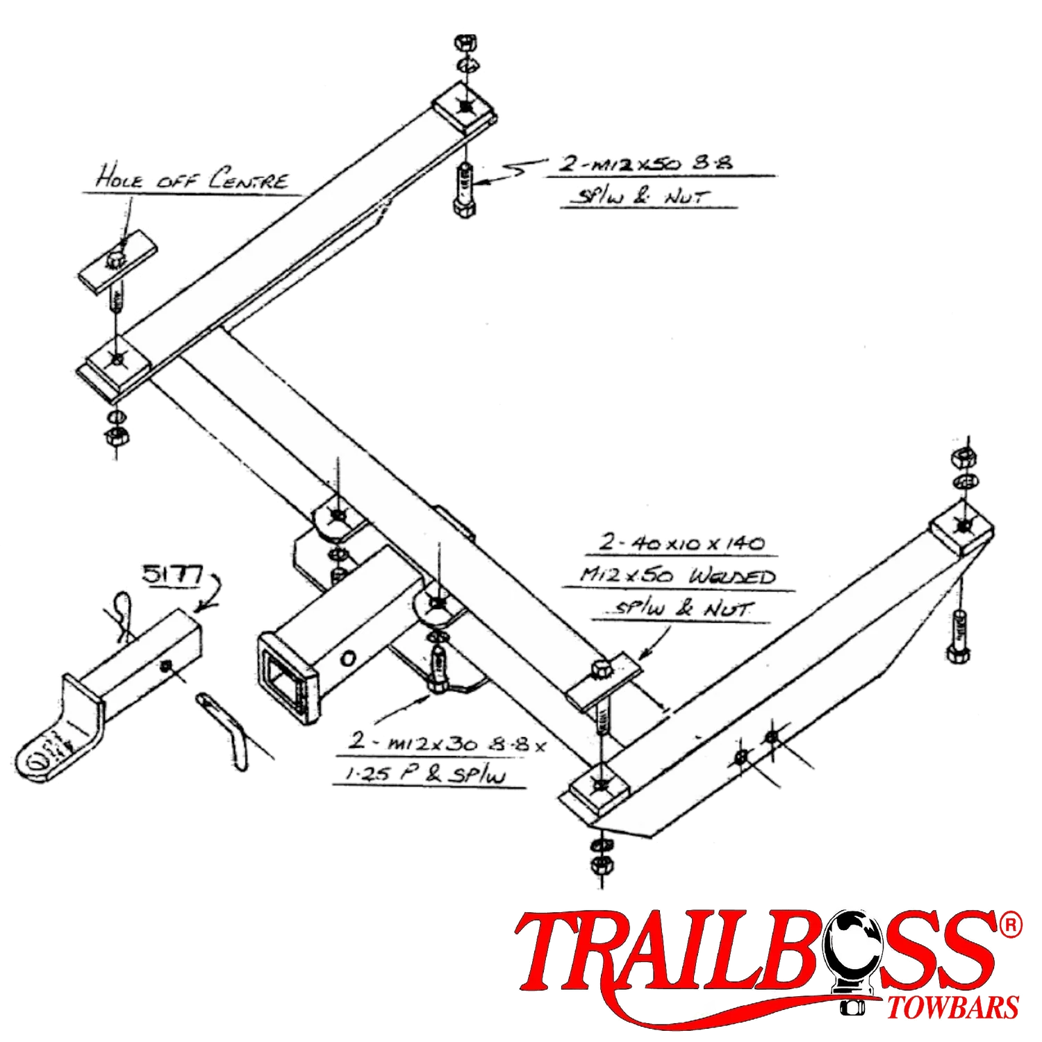 TrailBoss HEAVY DUTY Towbar to suit TOYOTA LANDCRUISER FJ62/HJ60 01/1985-12/1990