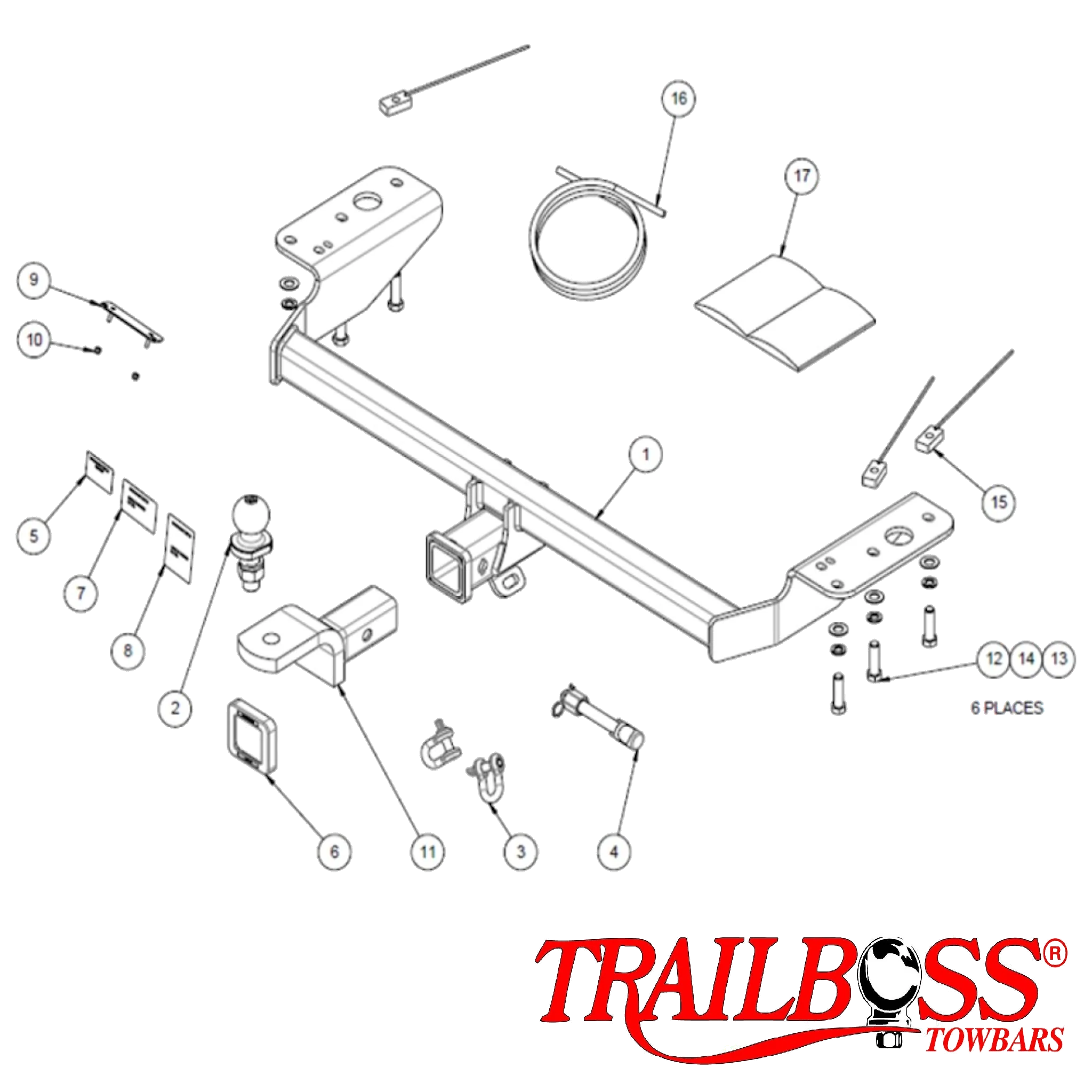 TRAILBOSS Heavy Duty TowBar to suit CHRYSLER 300 SEDAN (NOT SRT) 07/2012-ON