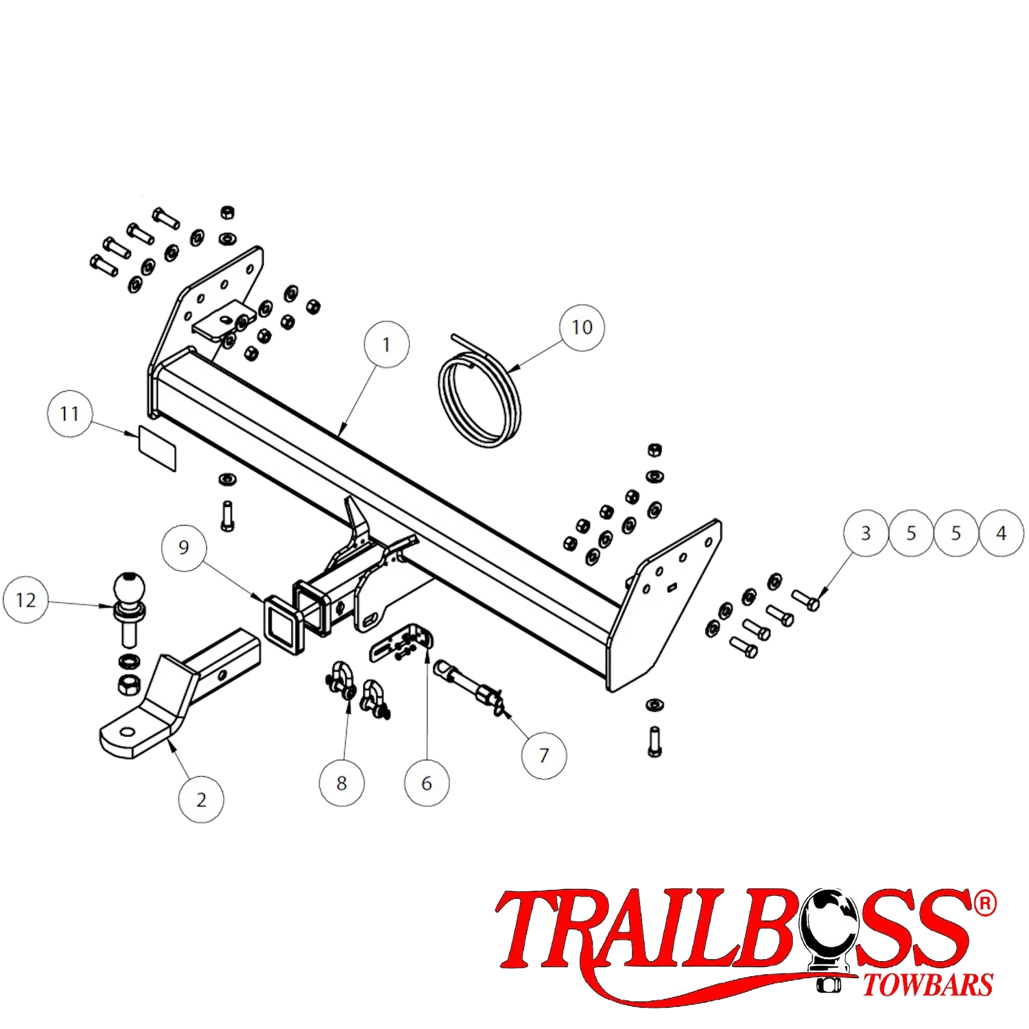 TrailBoss Towbar for Mitsubishi Triton 2wd & 4wd Cab Chassis No Bumper 10/2009 - 04/2015