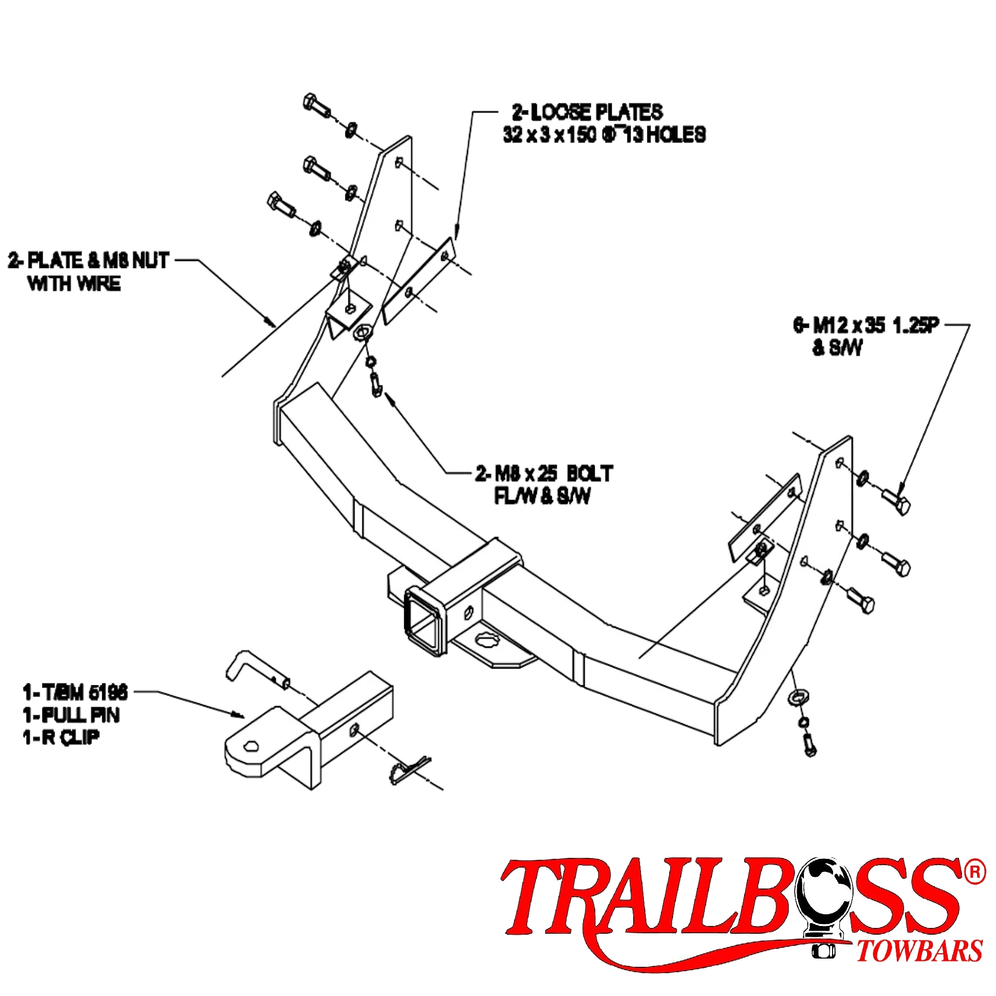 TrailBoss HEAVY DUTY Towbar to suit NISSAN PATHFINDER SUV 10/1995-06/2005