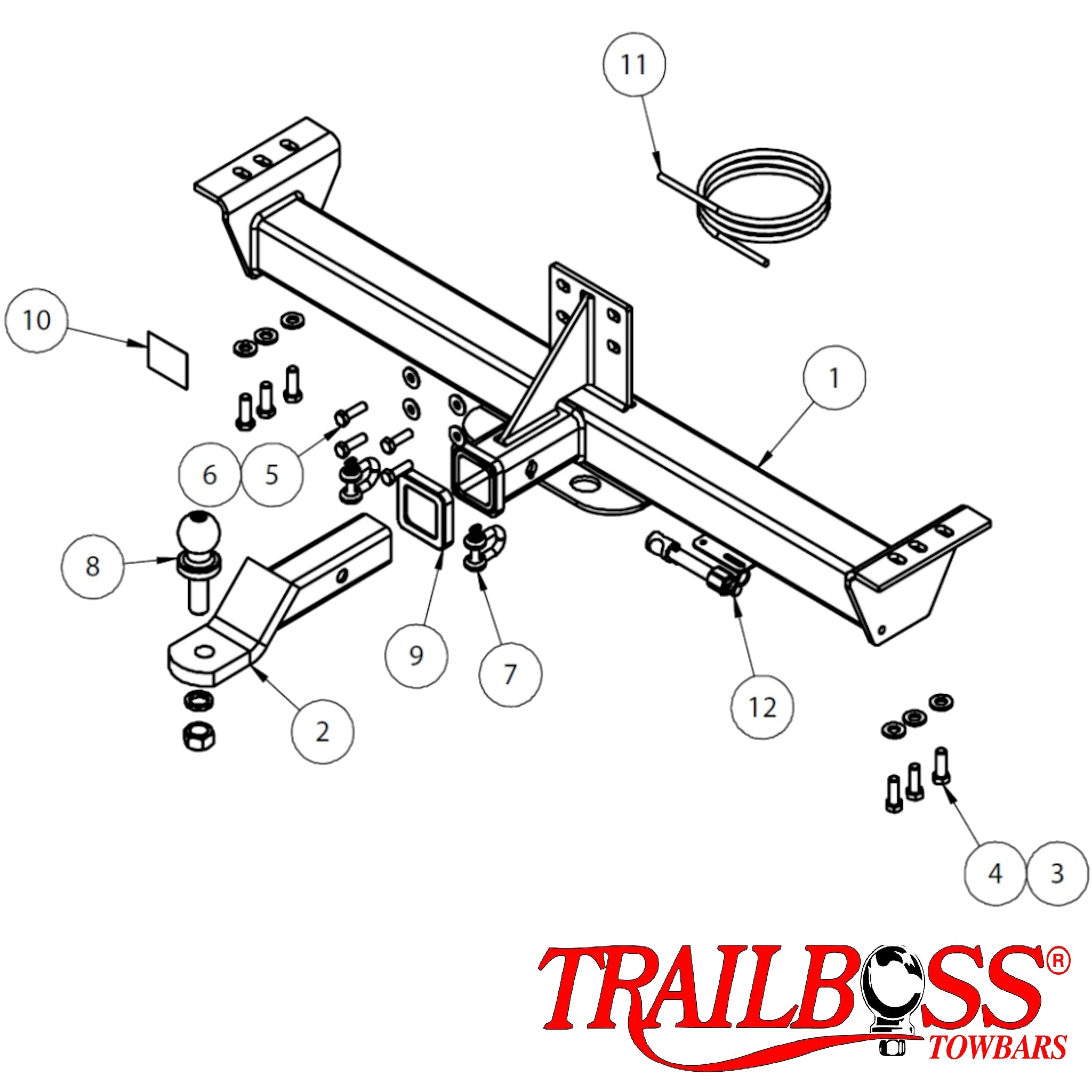 TrailBoss Heavy Duty Tow Bar To Suit Nissan Patrol UTE GU Y61 Cab Chassis Rear Leaf Springs 4/1999 - 2016