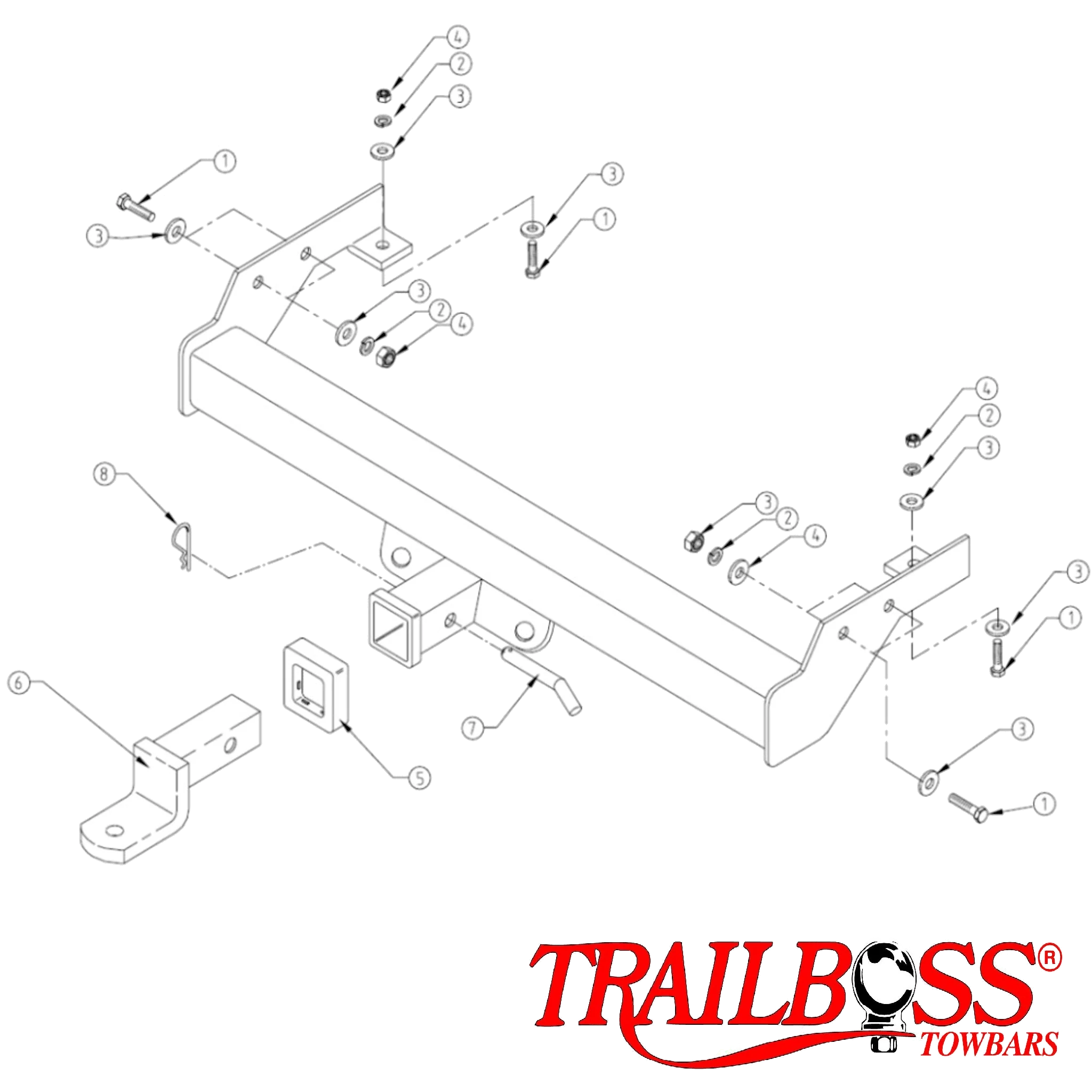 TrailBoss Towbar to suit HOLDEN RODEO TUB BODY (NOT SPORTS) 01/1981-02/2003