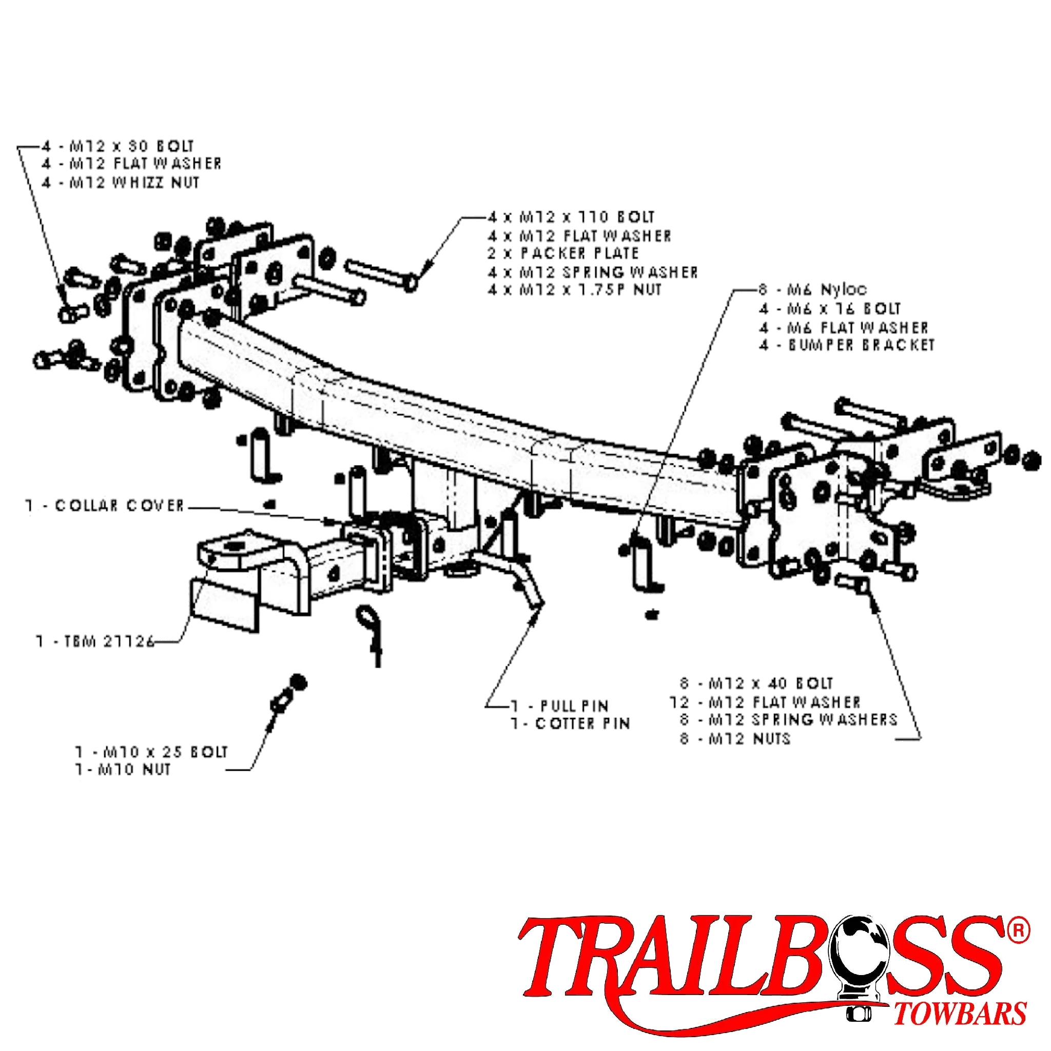 TrailBoss Towbar to suit HYUNDAI SANTA FE SUV 05/2006-01/2010