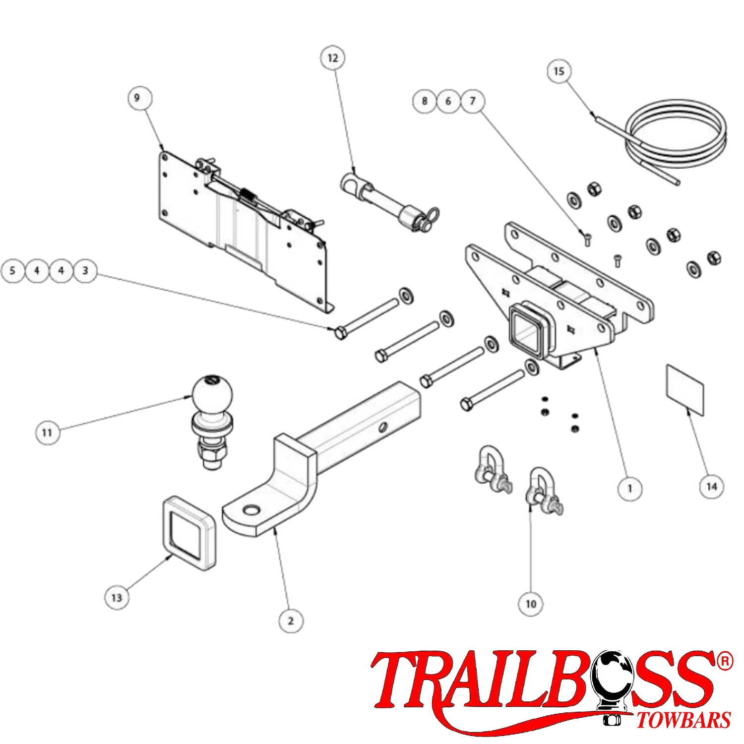 TrailBoss Heavy Duty Towbar to suit JEEP WRANGLER 3D 5D SUV 04/2019-ON