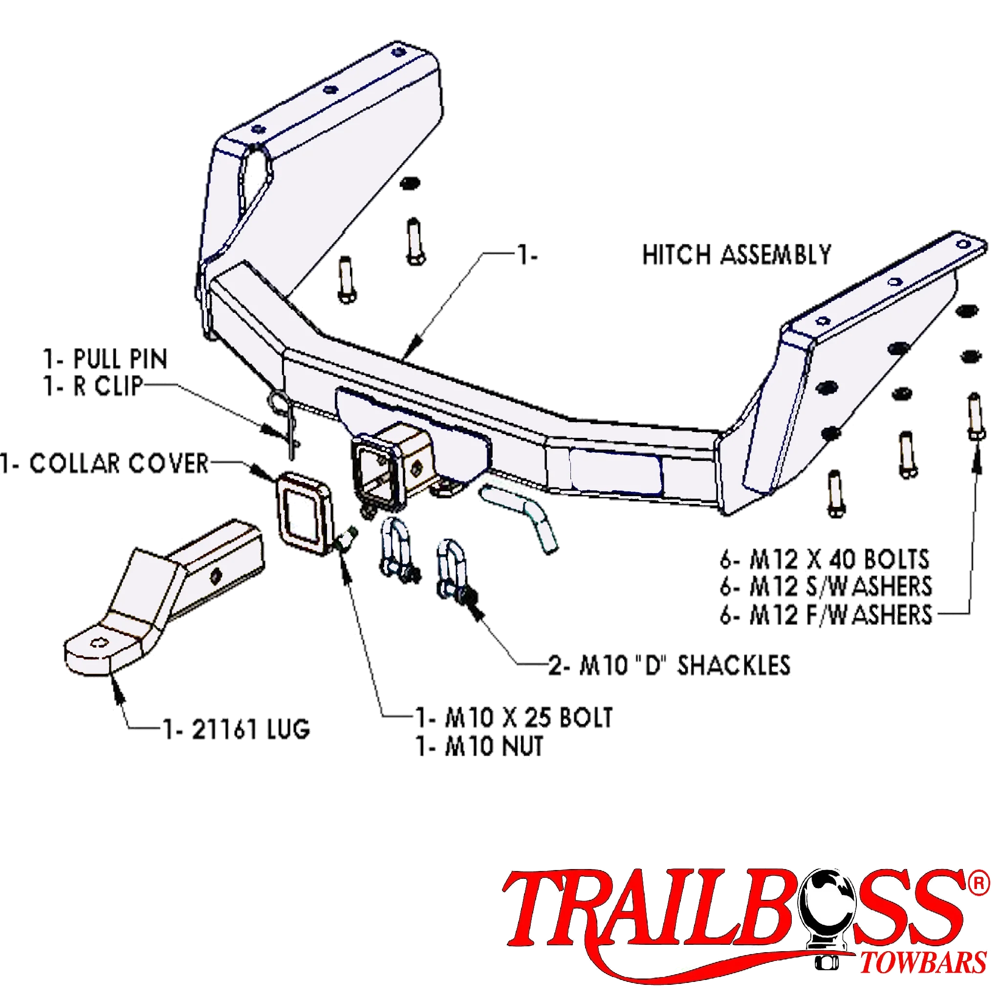TrailBoss Heavy Duty Towbar to suit JEEP CHEROKEE KK/LTD 03/2008-05/2014