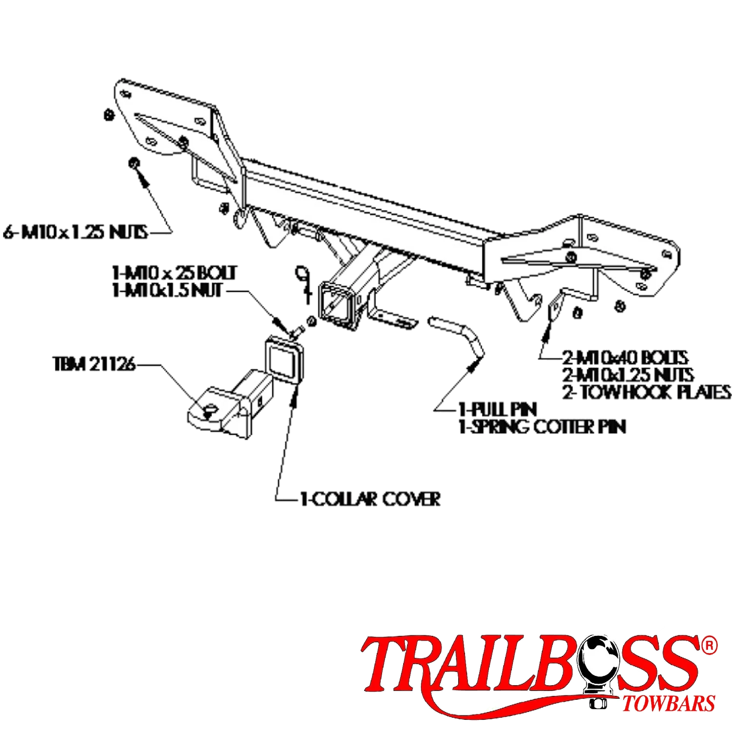 TrailBoss Towbar to suit MAZDA 6 HATCH & SEDAN GH12 03/2010-12/2012