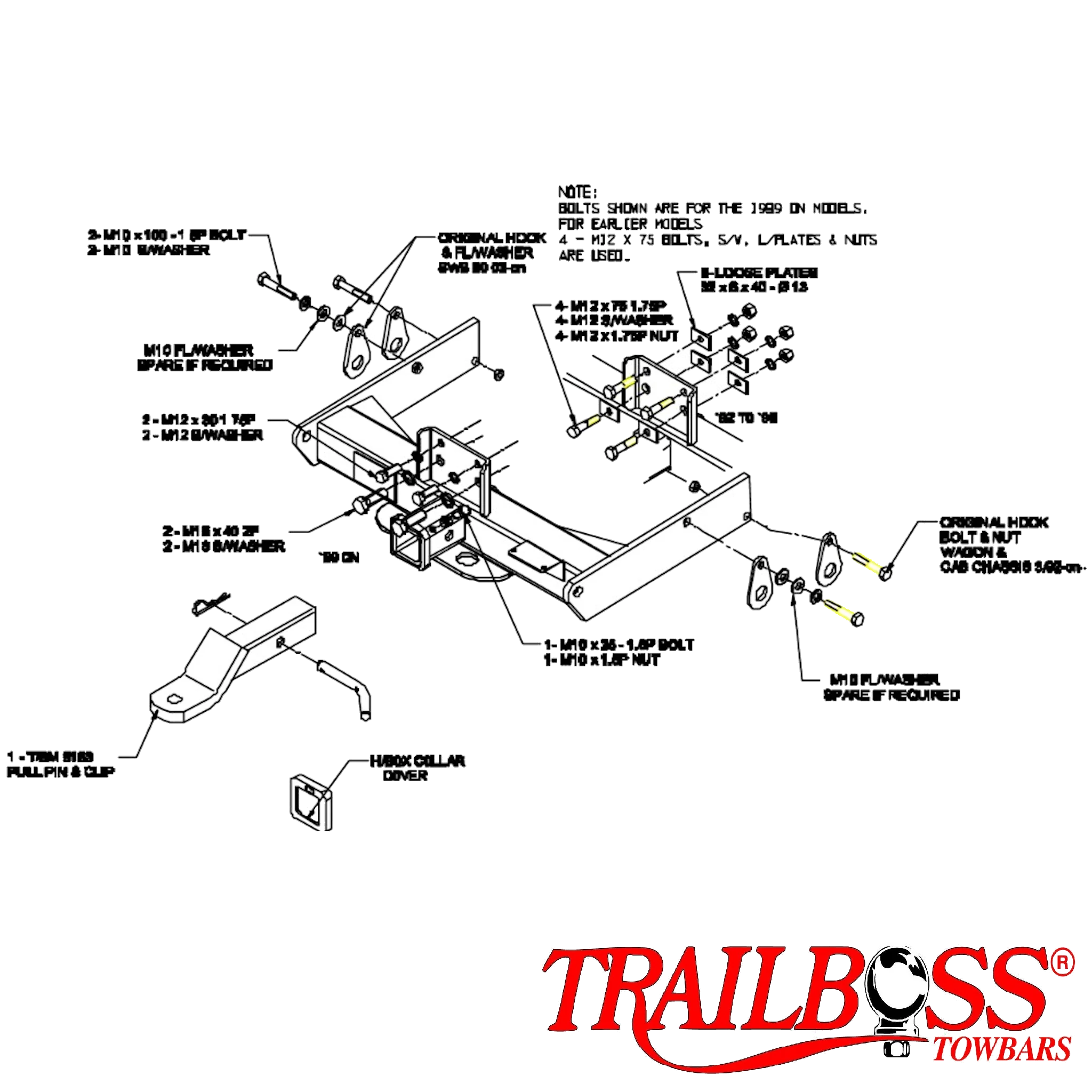 TRAILBOSS TOWBAR TO SUIT Land Rover Defender SWB SUV 03/1992 - 01/2007