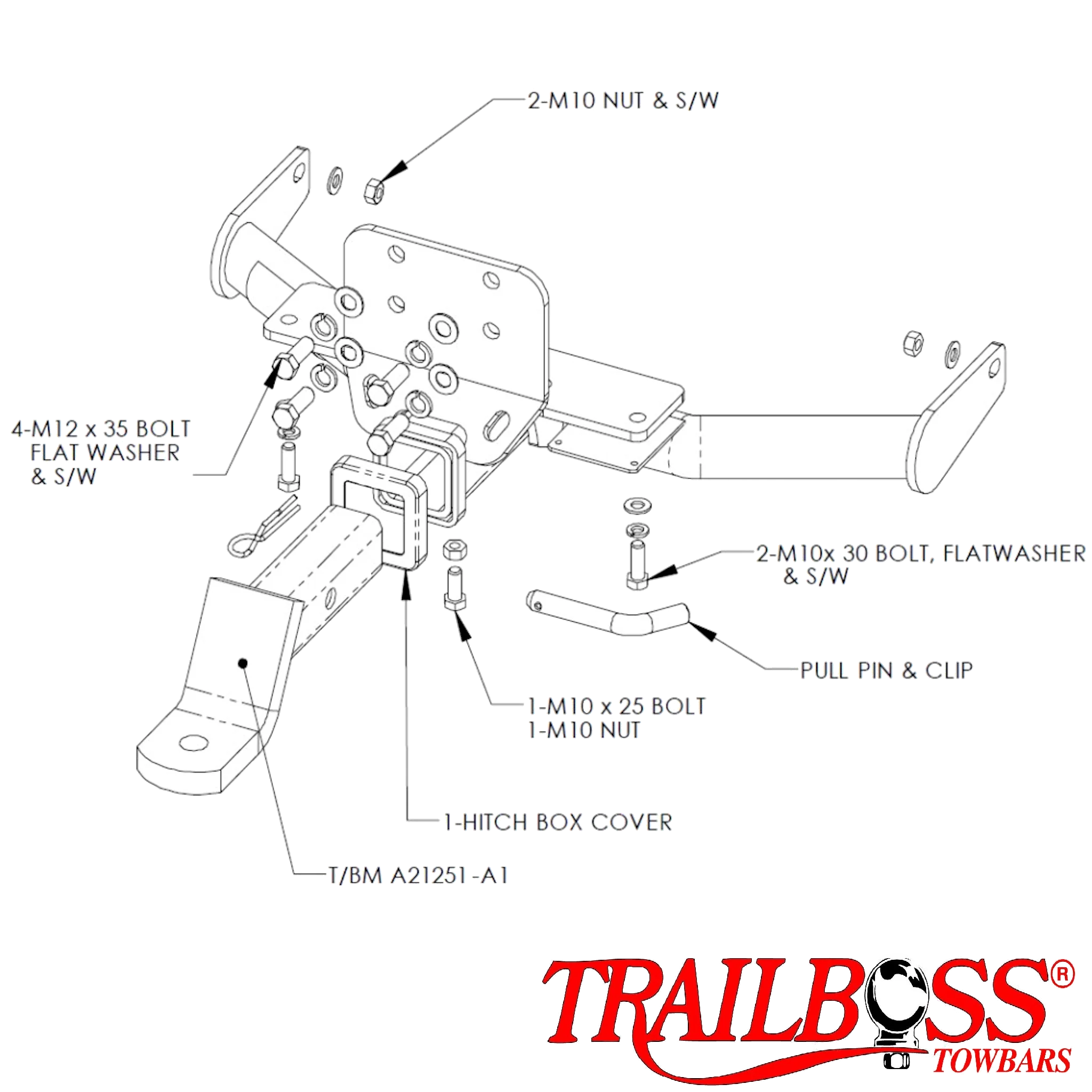 TRAILBOSS TOWBAR TO SUIT Land Rover Defender 110 SUV 09/2007 - 12/2019