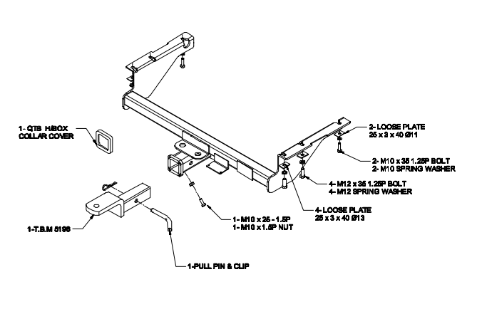 TrailBoss Towbar to suit SUZUKI GRAND VITARA 4 & 6CYL SUV 04/1998-08/2005