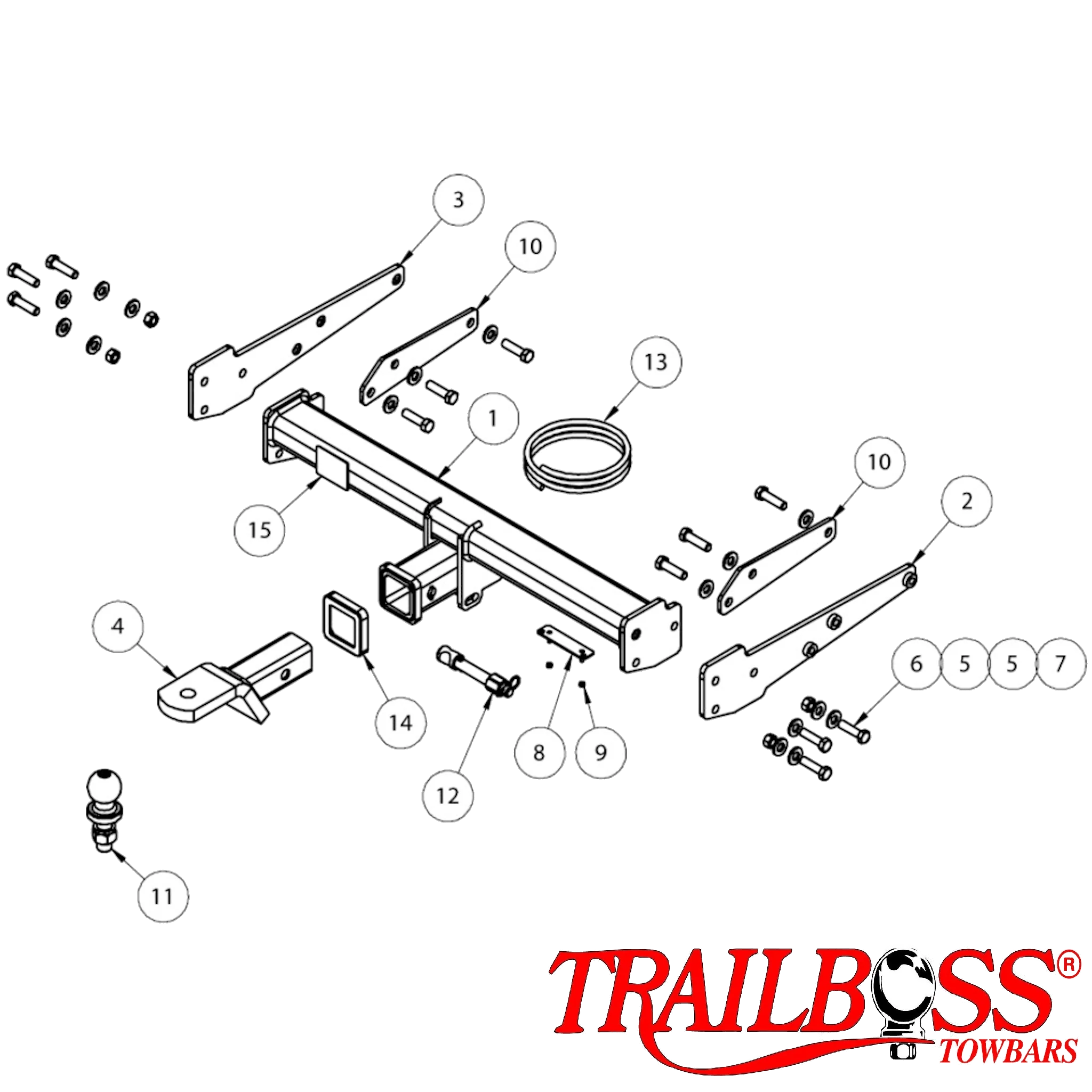 TrailBoss Heavy Duty Tow Bar To Suit Volkswagen Caravelle Van 08/2004 - 06/2015