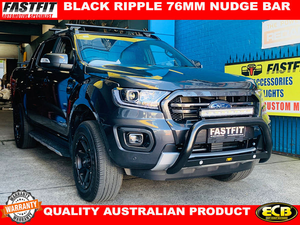 ECB 63mm SERIES Nudge Bar BLACK RIPPLE To Suit Ford Ranger PX MKIII ...