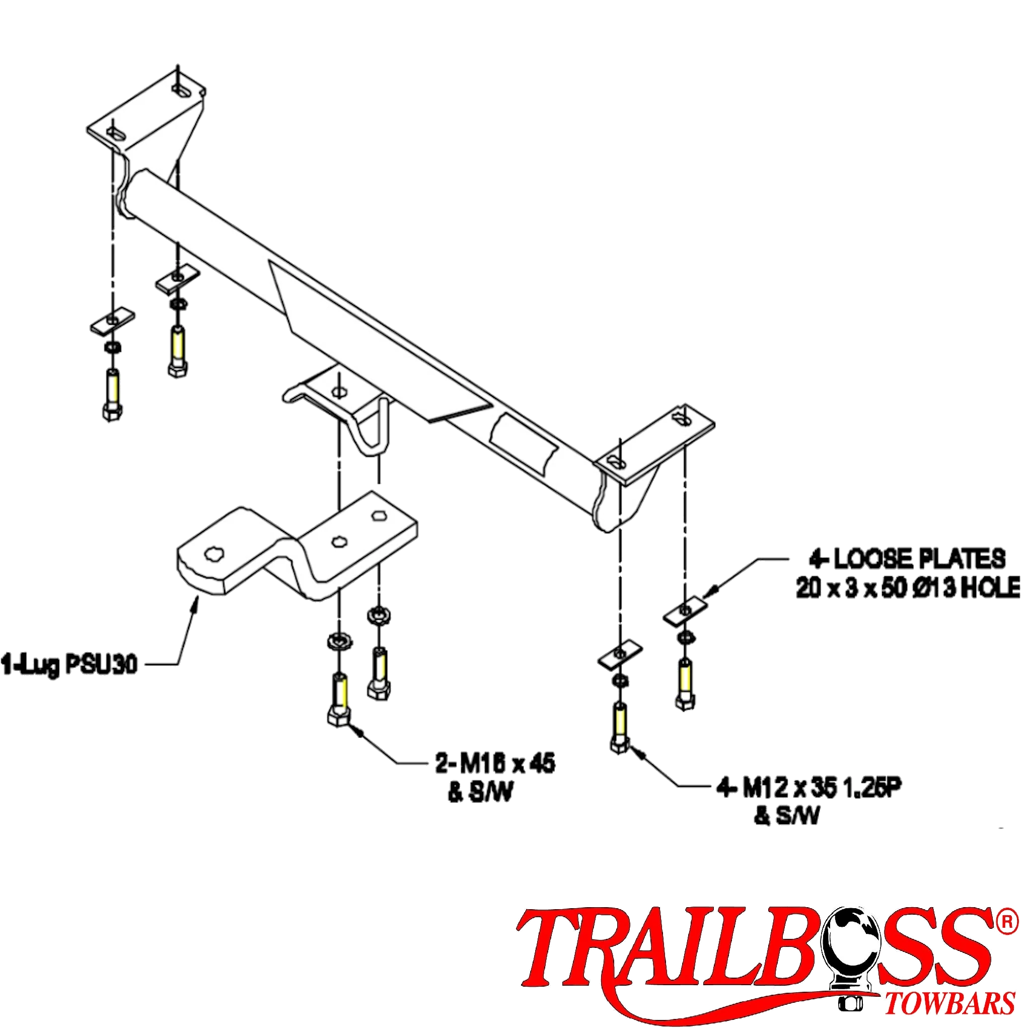 TrailBoss Towbar to suit SUZUKI VITARA X90 2D 1.6L SUV 01/1988-12/1998