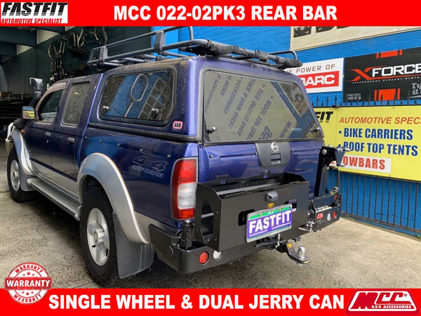 MCC 022-02 Single Wheel & Dual Jerry Can Carrier Rear Bar to suit ...