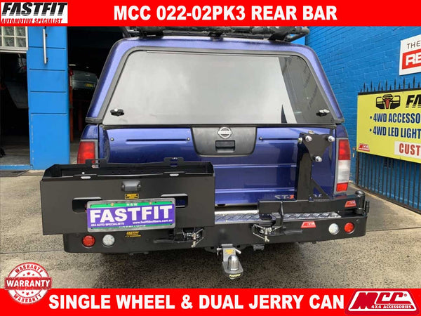 MCC 022-02 Single Wheel & Dual Jerry Can Carrier Rear Bar to suit ...