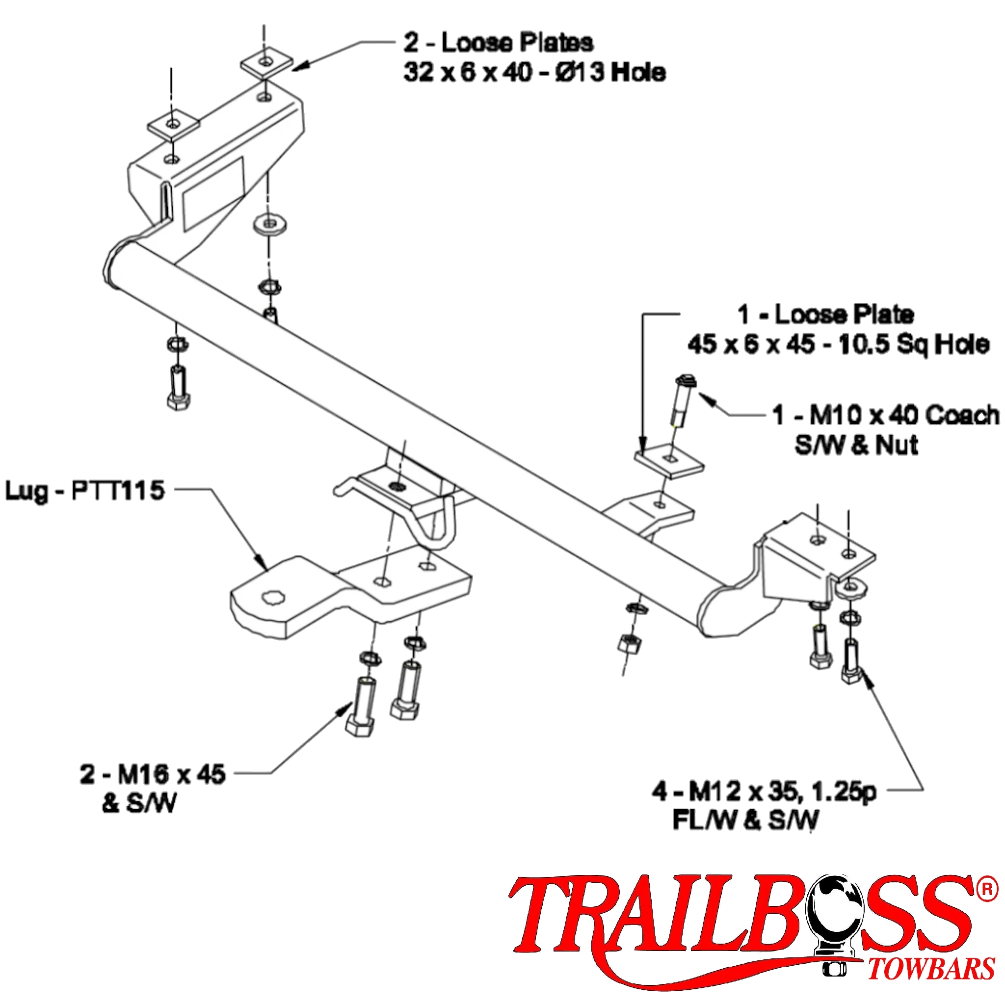 TrailBoss Light Duty Towbar to suit HOLDEN NOVA HATCH 09/1994-10/1999