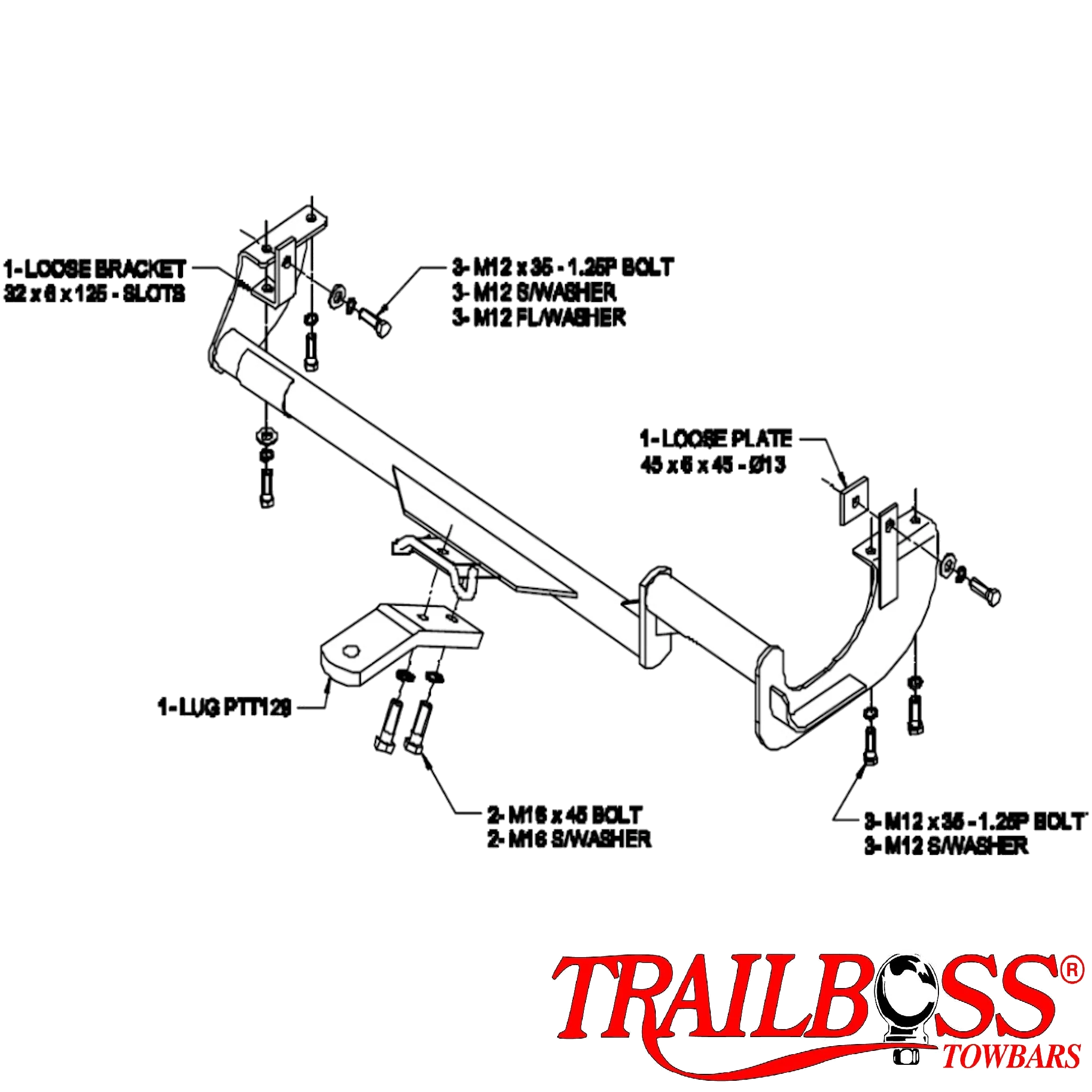 TrailBoss Towbar to suit TOYOTA TARAGO PEOPLE MOVER 07/2000-02/2006