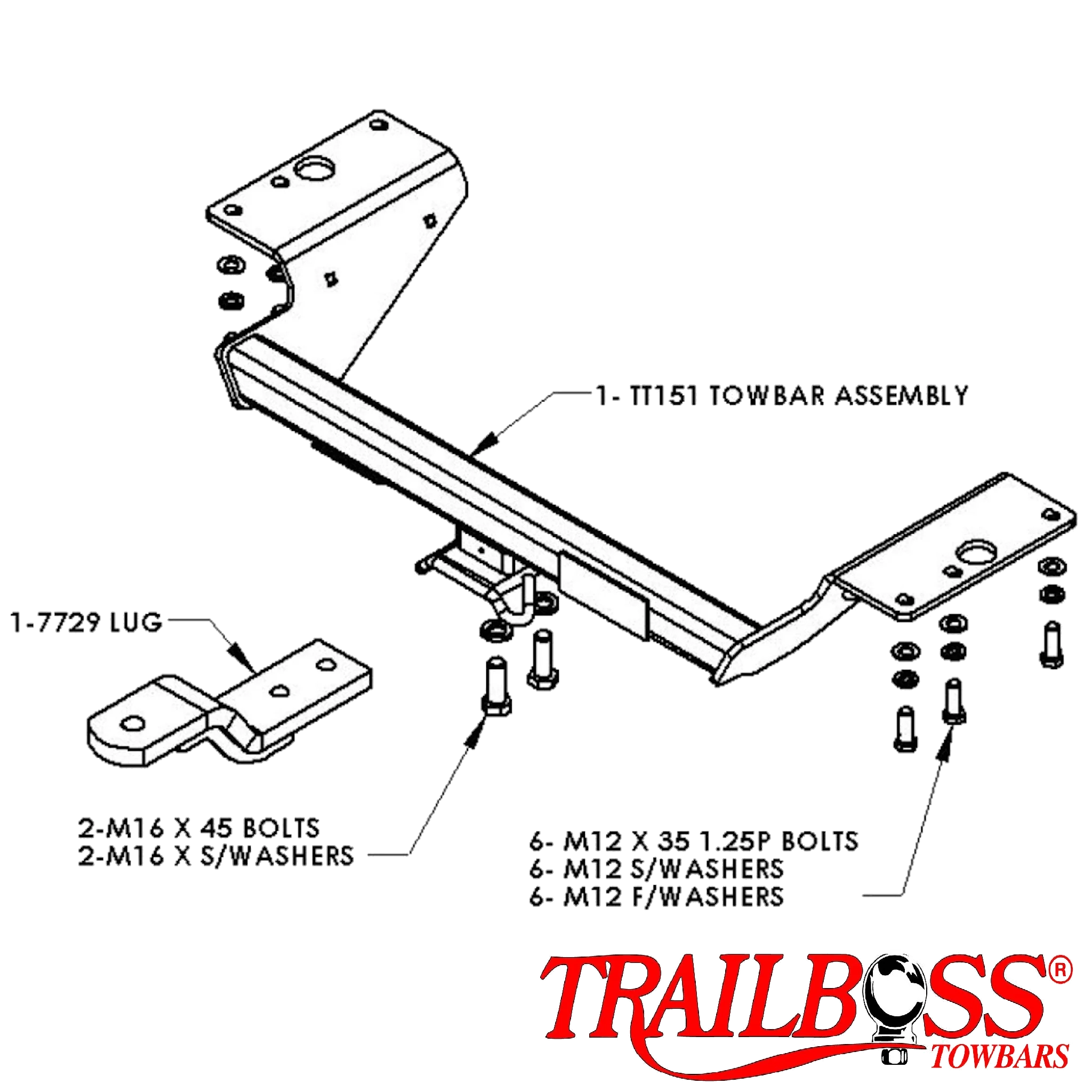 TrailBoss Towbar to suit TOYOTA COROLLA HATCH 05/2007-09/2012