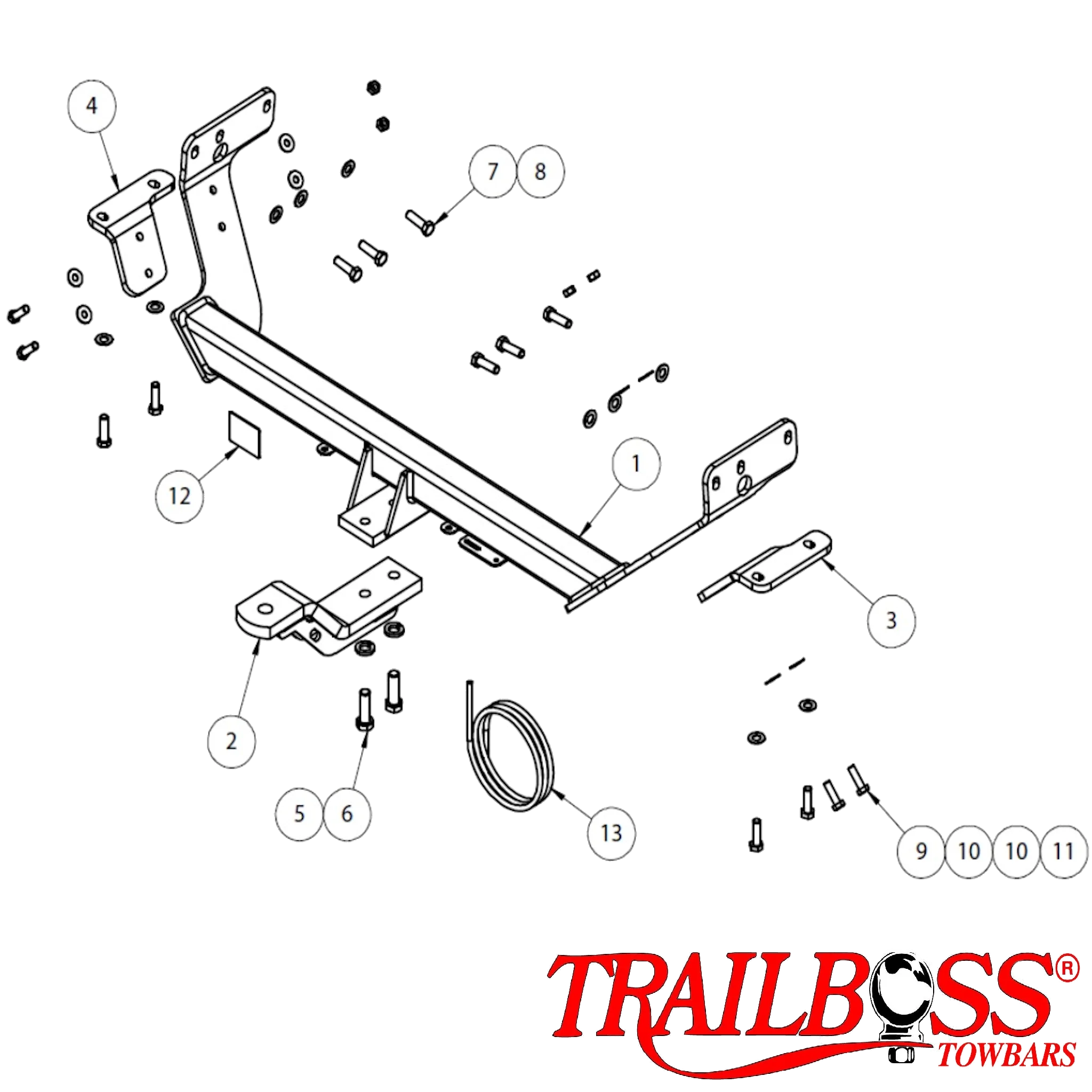 TrailBoss Towbar to suit TOYOTA HIACE SLWB (NOT LPG) 04/2005-05/2019