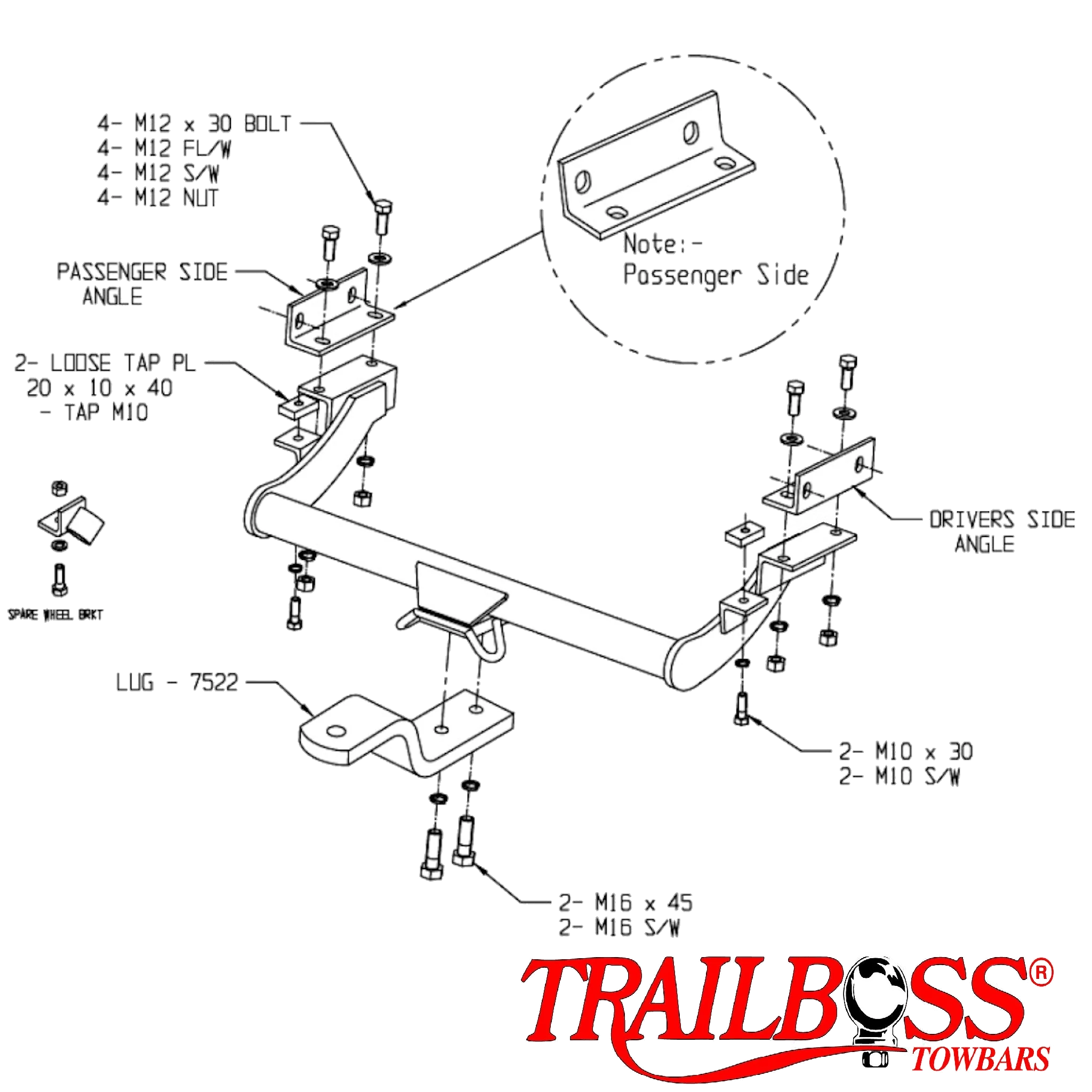 TRAILBOSS TOWBAR TO SUIT Volkswagen Caravelle Van 10/1996 - 07/2004