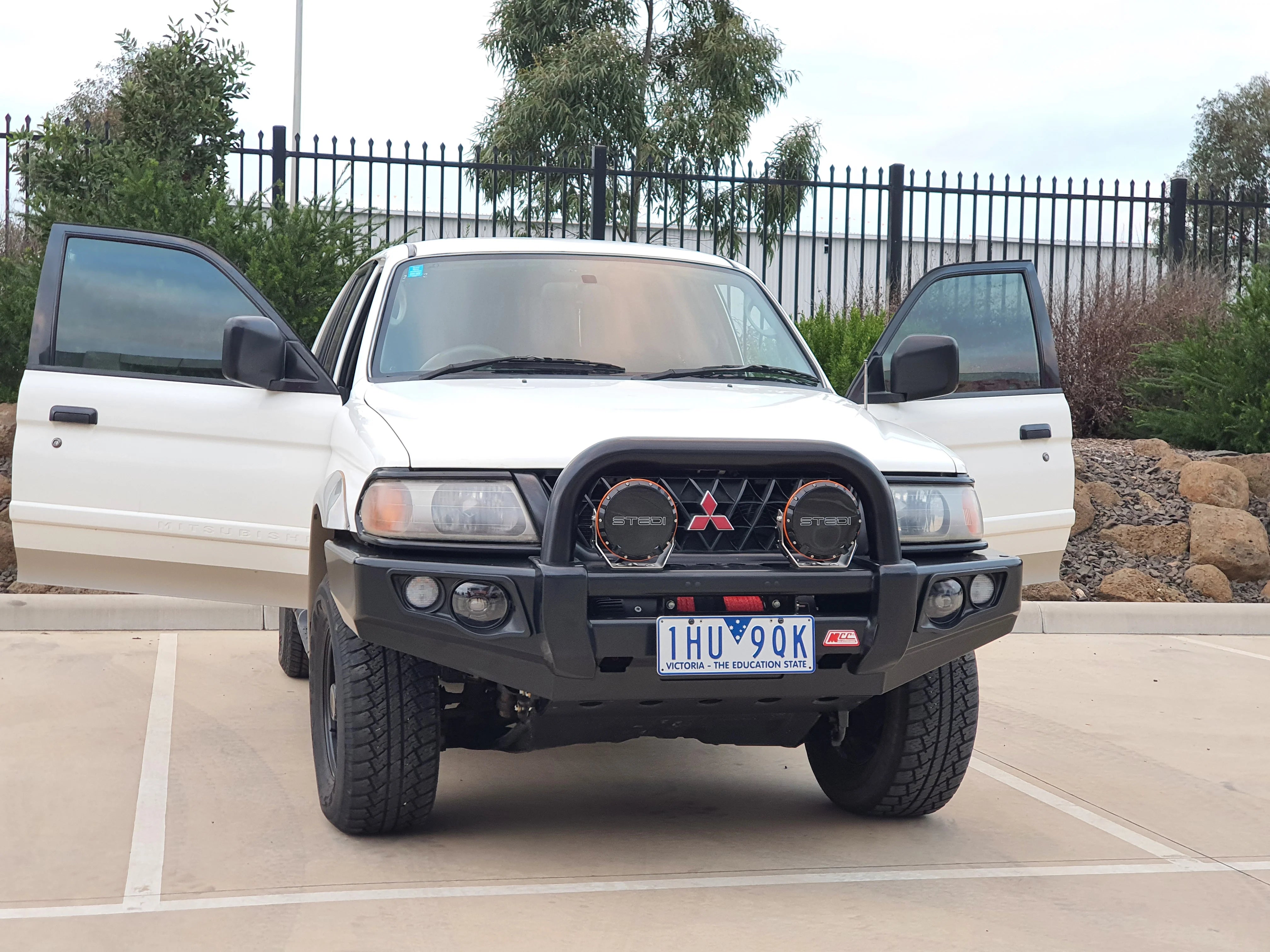 MCC 707-01 Falcon Bull Bar Single Black Loop Package (LED Foglight) to suit Mitsubishi Challenger 1996-2006