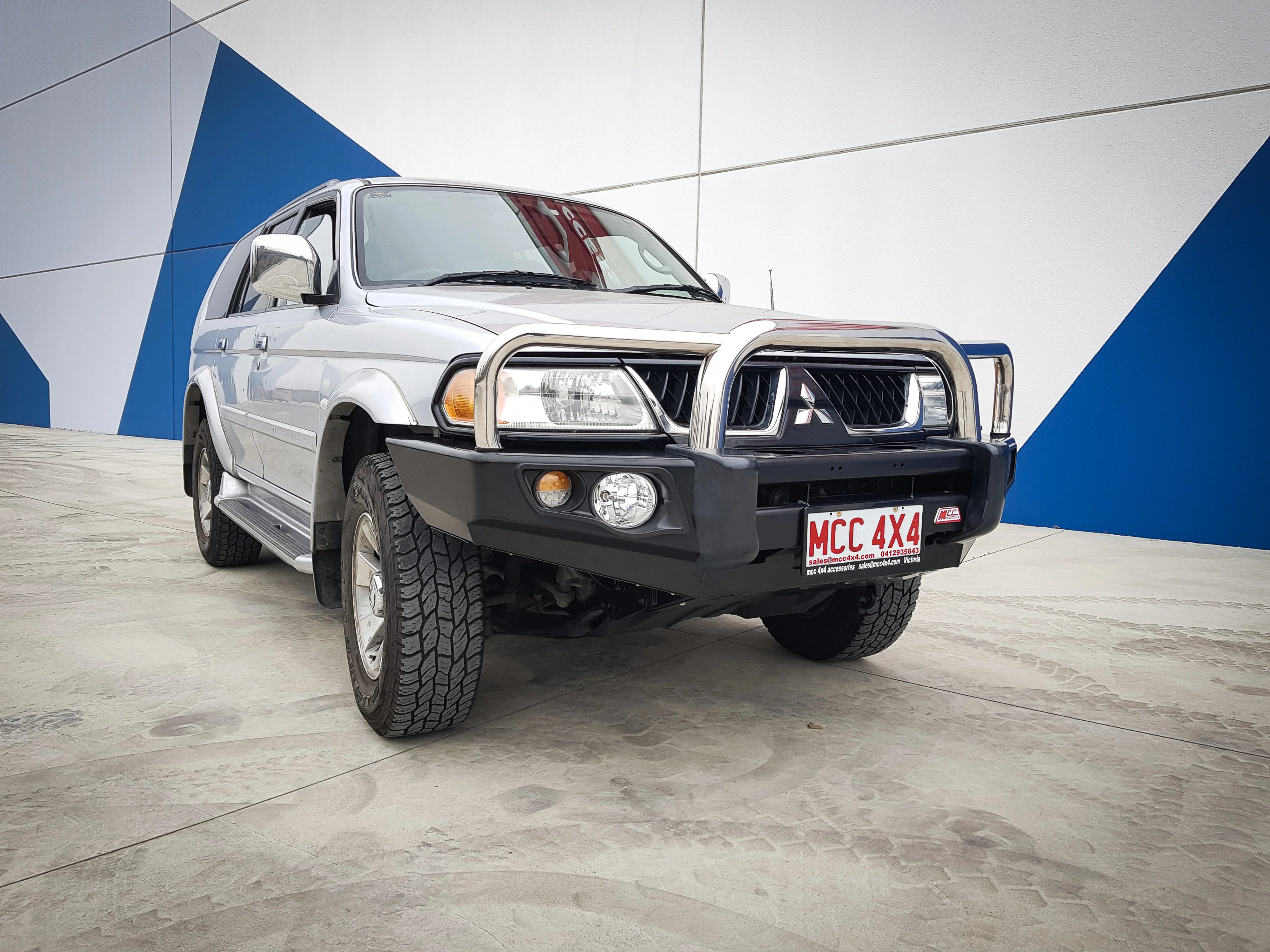 MCC 707-01 Falcon Bull Bar Triple Stainless Loops Package (LED Foglight) to suit Mitsubishi Challenger 1996-2006
