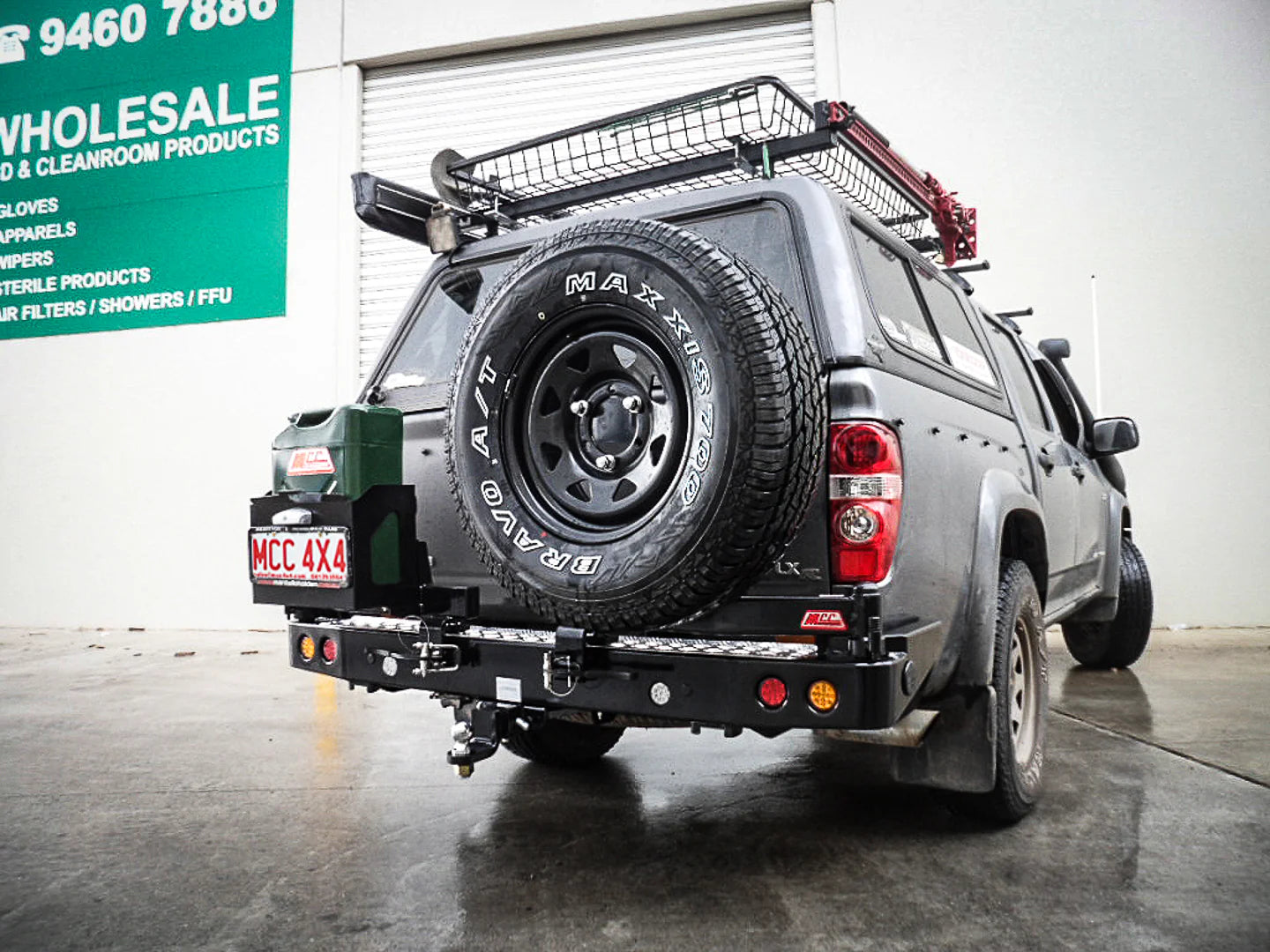 MCC 022-02 Rear Wheel Carrier Single Jerry Can Holder Package to suit Holden Colorado RC 2003-2011