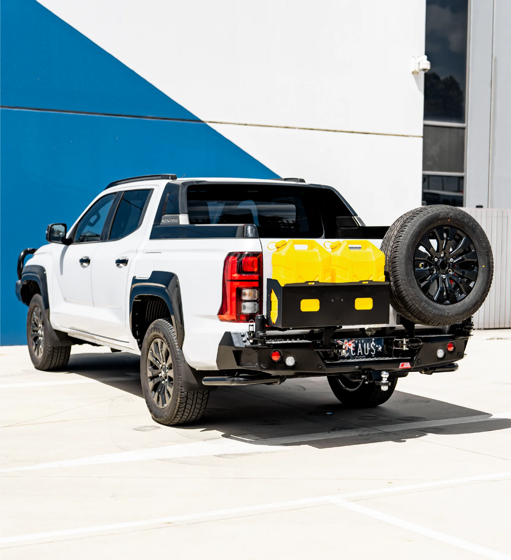 MCC 22-02 Rear Wheel Carrier Double Jerry Can Holder Package to suit Mitsubishi Triton MV 2024-On