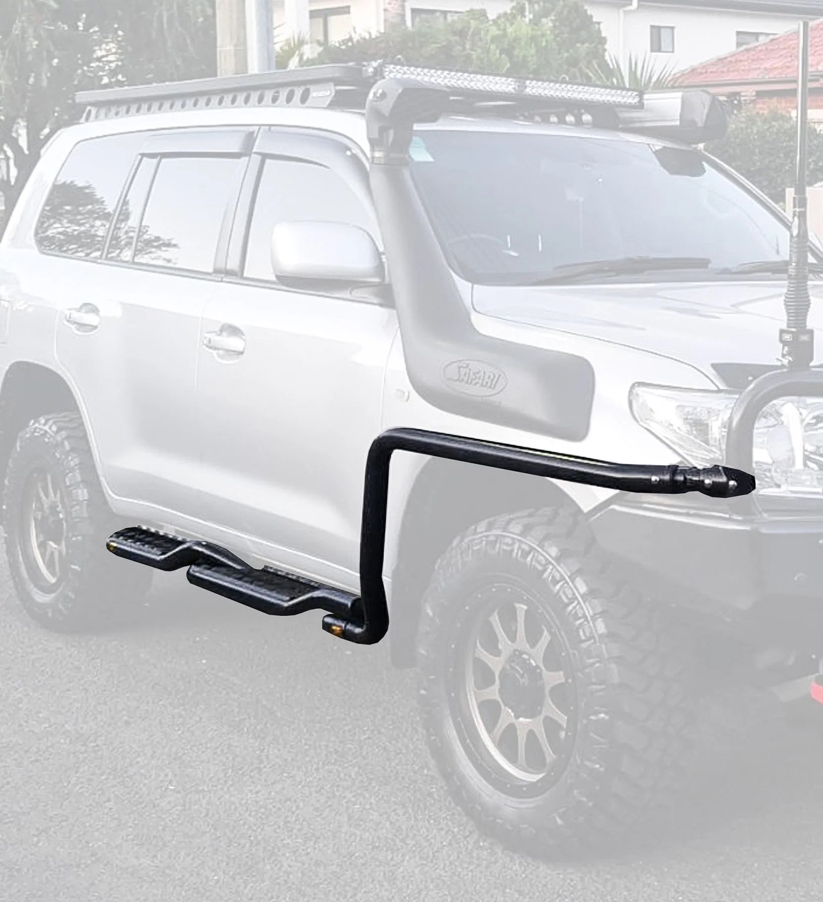 BT50 2011-2021  Twisted Side Step and Rail Package (Chrome Step Plate) (60mm Bull Bar)