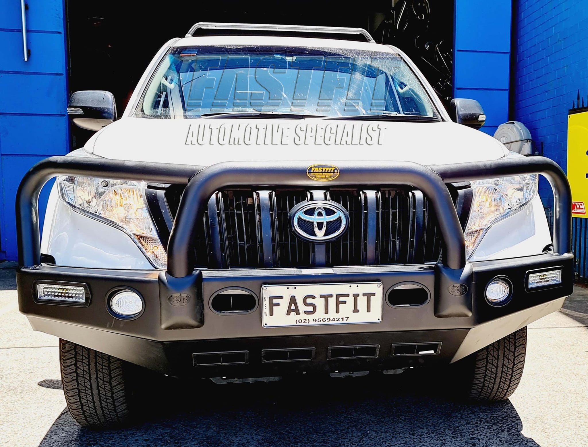 ECB TEXTURA BLACK BIG TUBE BULLBAR WITH BUMPER LIGHTS to suit TOYOTA ...