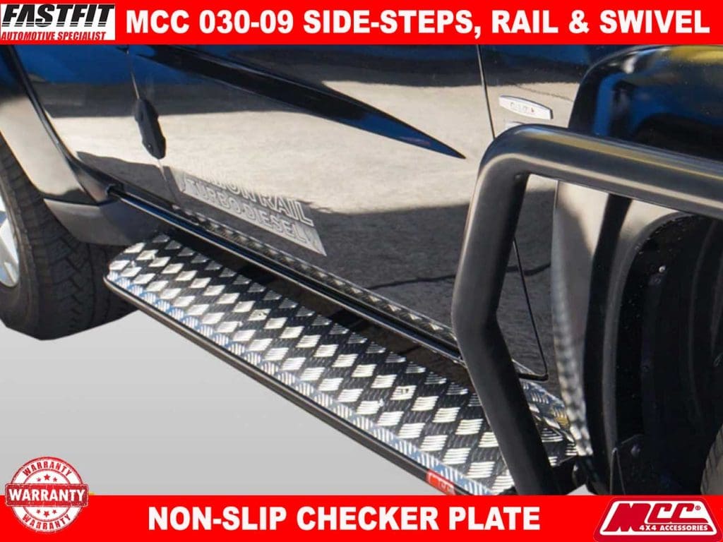 MCC 030-09SR Side Steps & Rails (Chrome Step Plate) to suit Nissan