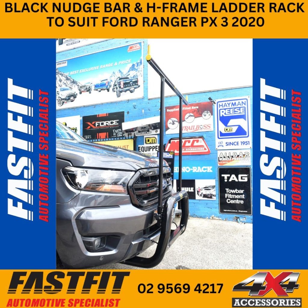 Shop Fastfit Black Nudge Bar And H Frame Ladder Rack To Suit Ford